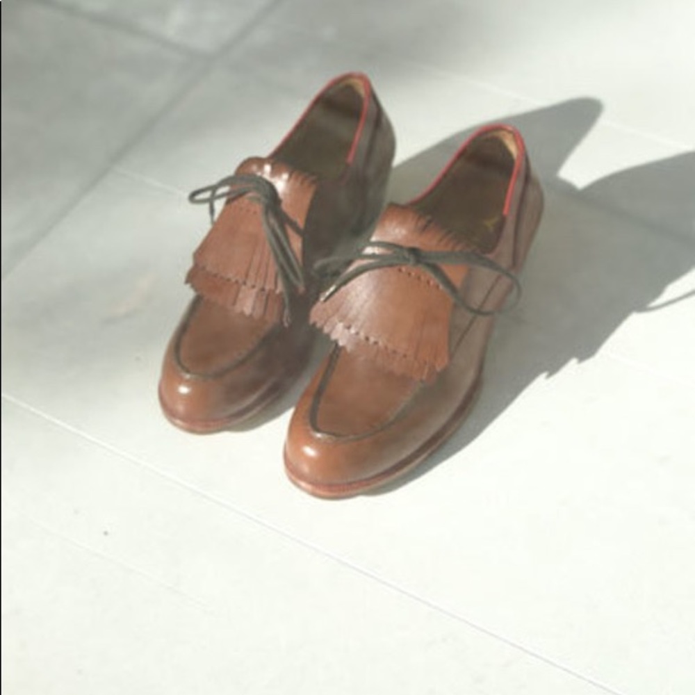 ▫️Le Yucca’s▫️Brown Leather Heeled Oxford Loafers